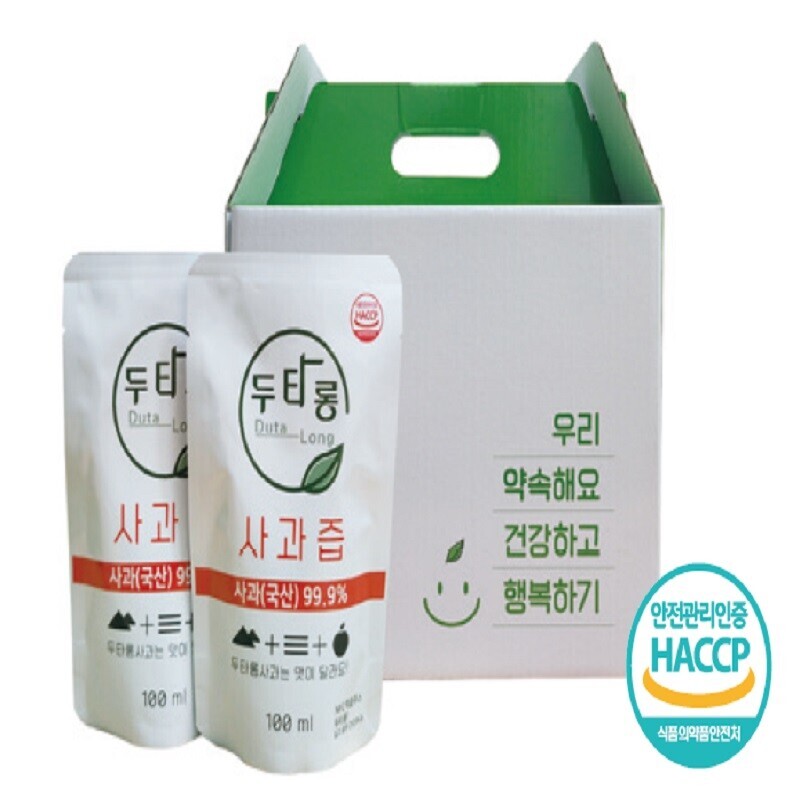 두타롱,두타롱사과즙 100ml*40포(BOX) [사과 삼척시농산물가공센터 100%NFC착즙]