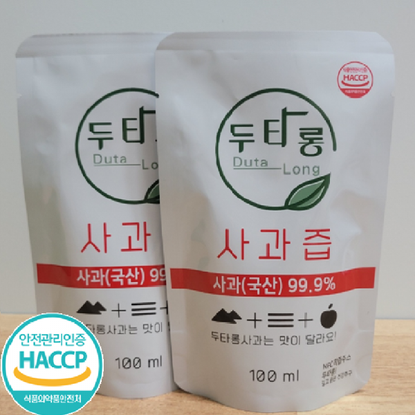 두타롱,두타롱사과즙 100ml*40포(BOX) [사과 삼척시농산물가공센터 100%NFC착즙]